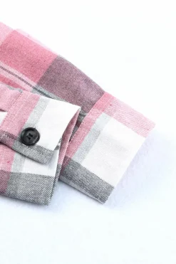 Hot Dear-Lover Plaid Button Up Patch Pocket Shirt Pink