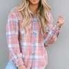 New Dear-Lover Plaid Flap Pocket Flannel Shacket Pink