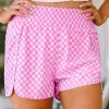 Hot Dear-Lover Pink Plaid High Waisted Athletic Shorts Pink-2