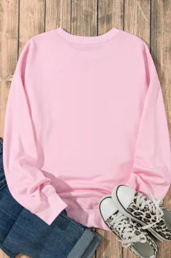 Outlet Dear-Lover Plain Crew Neck Pullover Sweatshirt Pink