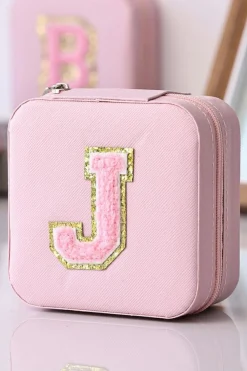 Online Dear-Lover Portable Initial J Jewelry Box Pink