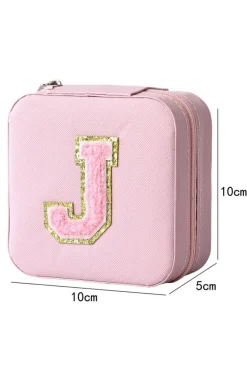 Online Dear-Lover Portable Initial J Jewelry Box Pink