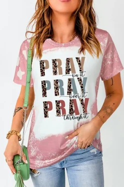 Best Dear-Lover PRAY Graphic Tie Dye Tee Pink