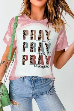 Best Dear-Lover PRAY Graphic Tie Dye Tee Pink