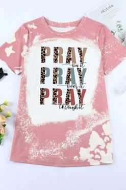 Best Dear-Lover PRAY Graphic Tie Dye Tee Pink