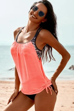 Outlet Dear-Lover Pink Printed Lined Tankini Swimsuit Pink-2