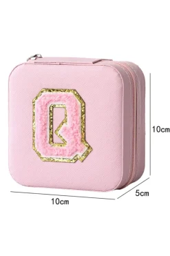 Outlet Dear-Lover Q Chenille Patch Jewelry Box with Mirror Pink