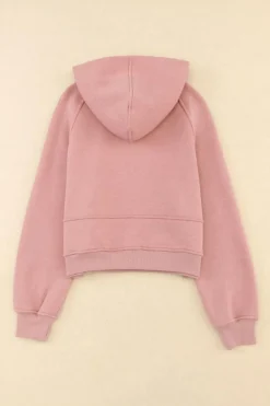Clearance Dear-Lover Quarter Zip Kangaroo Pocket Hoodie Pink