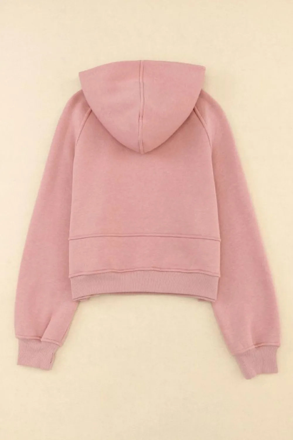Clearance Dear-Lover Quarter Zip Kangaroo Pocket Hoodie Pink