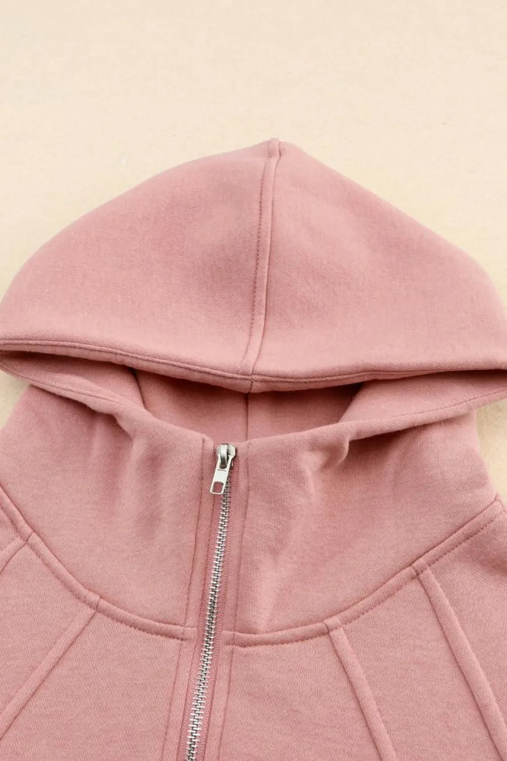 Clearance Dear-Lover Quarter Zip Kangaroo Pocket Hoodie Pink