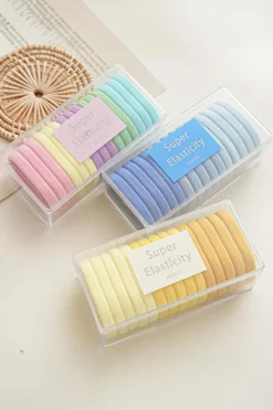 New Dear-Lover Rainbow Colors High Elastic 15pcs/set Hair Tie without Box Pink