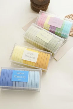 New Dear-Lover Rainbow Colors High Elastic 15pcs/set Hair Tie without Box Pink