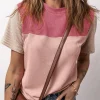 Outlet Dear-Lover Rib Textured Colorblock T Shirt Pink