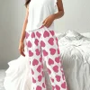 Online Dear-Lover Ruffled Tank Top And Heart Print Pants Lounge Set Pink