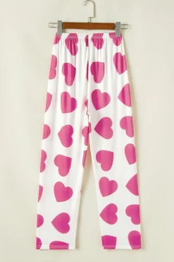 Online Dear-Lover Ruffled Tank Top And Heart Print Pants Lounge Set Pink