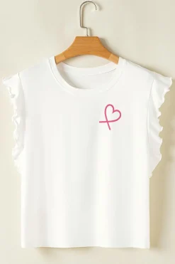 Online Dear-Lover Ruffled Tank Top And Heart Print Pants Lounge Set Pink