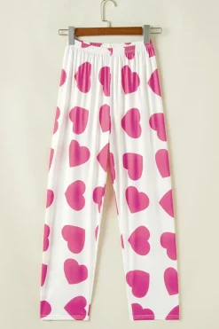Online Dear-Lover Ruffled Tank Top And Heart Print Pants Lounge Set Pink