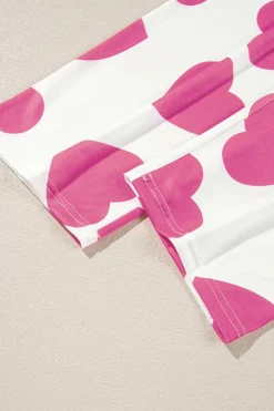 Online Dear-Lover Ruffled Tank Top And Heart Print Pants Lounge Set Pink