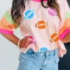 Fashion Dear-Lover Rugby Chenille Embroidered Color Block Half Sleeve T Shirt Pink