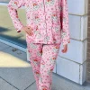 Sale Dear-Lover Santa Claus Snowflake Long Sleeve Shirt Christmas Pajama Set Pink