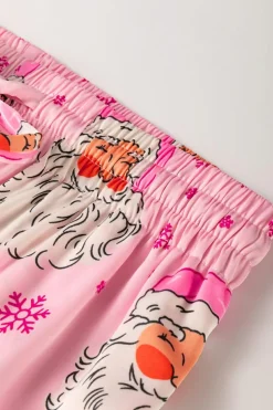 Sale Dear-Lover Santa Claus Snowflake Long Sleeve Shirt Christmas Pajama Set Pink