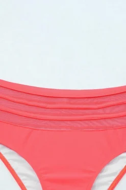 Discount Dear-Lover Scalloped Criss Cross High Waist Bikini Pink