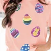 New Dear-Lover Sequin Easter Eggs Graphic Crewneck T Shirt Pink