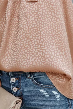 Online Dear-Lover Sleeveless Tie Mock Neck Leopard Tank Top Pink