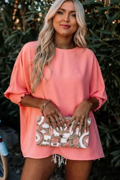 Online Dear-Lover Smocked Wrist Shift Top Pink