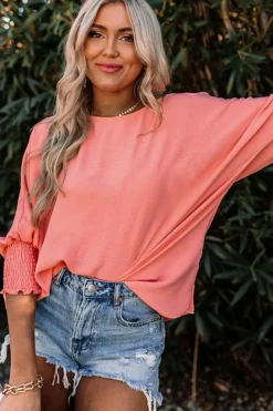 Online Dear-Lover Smocked Wrist Shift Top Pink