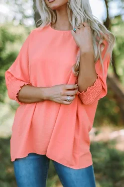 Online Dear-Lover Smocked Wrist Shift Top Pink