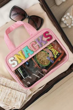 Sale Dear-Lover SNACKS Clear PVC Double Layered Portable Bag Pink
