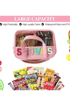 Sale Dear-Lover SNACKS Clear PVC Double Layered Portable Bag Pink