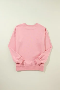 New Dear-Lover Solid Classic Crewneck Pullover Sweatshirt Pink