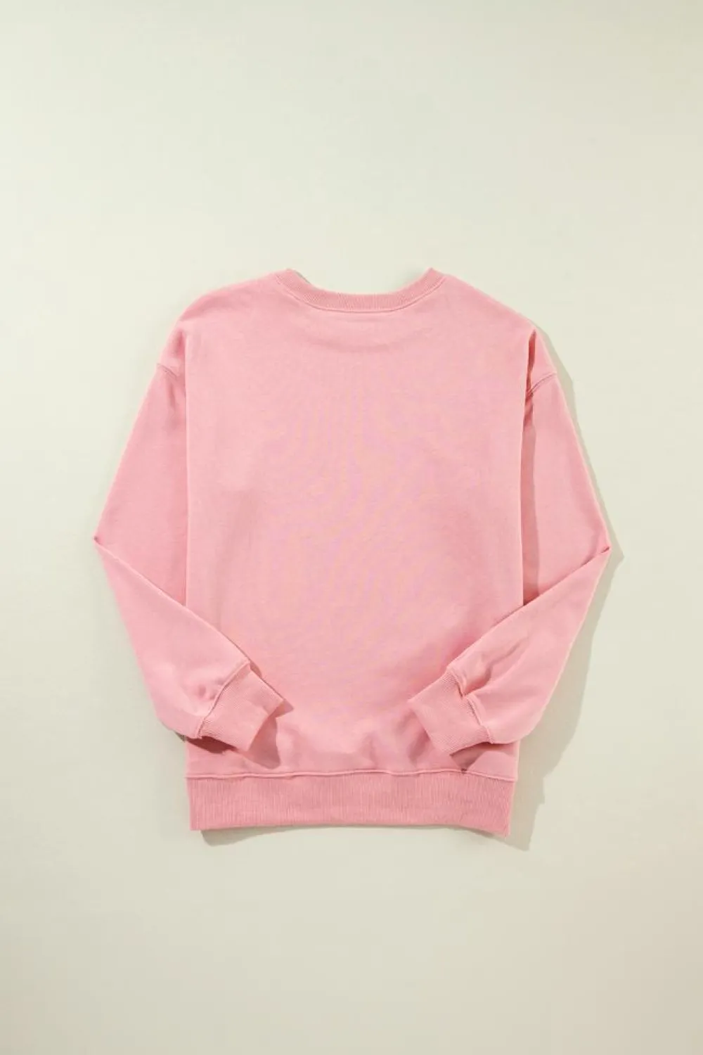 New Dear-Lover Solid Classic Crewneck Pullover Sweatshirt Pink