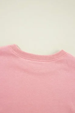 New Dear-Lover Solid Classic Crewneck Pullover Sweatshirt Pink