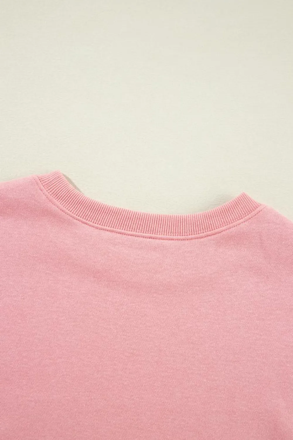New Dear-Lover Solid Classic Crewneck Pullover Sweatshirt Pink