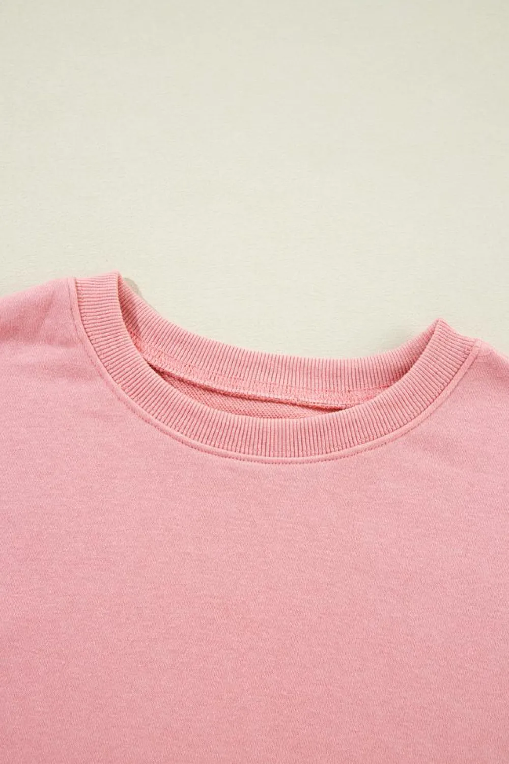 New Dear-Lover Solid Classic Crewneck Pullover Sweatshirt Pink