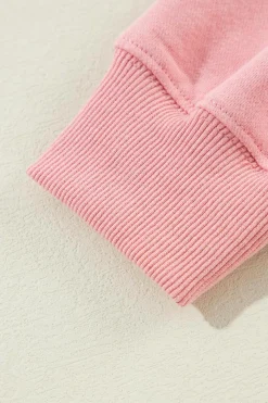 New Dear-Lover Solid Classic Crewneck Pullover Sweatshirt Pink