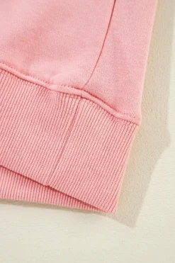 New Dear-Lover Solid Classic Crewneck Pullover Sweatshirt Pink