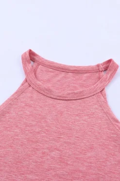 Discount Dear-Lover Solid Color Crew Neck Tank Top Pink