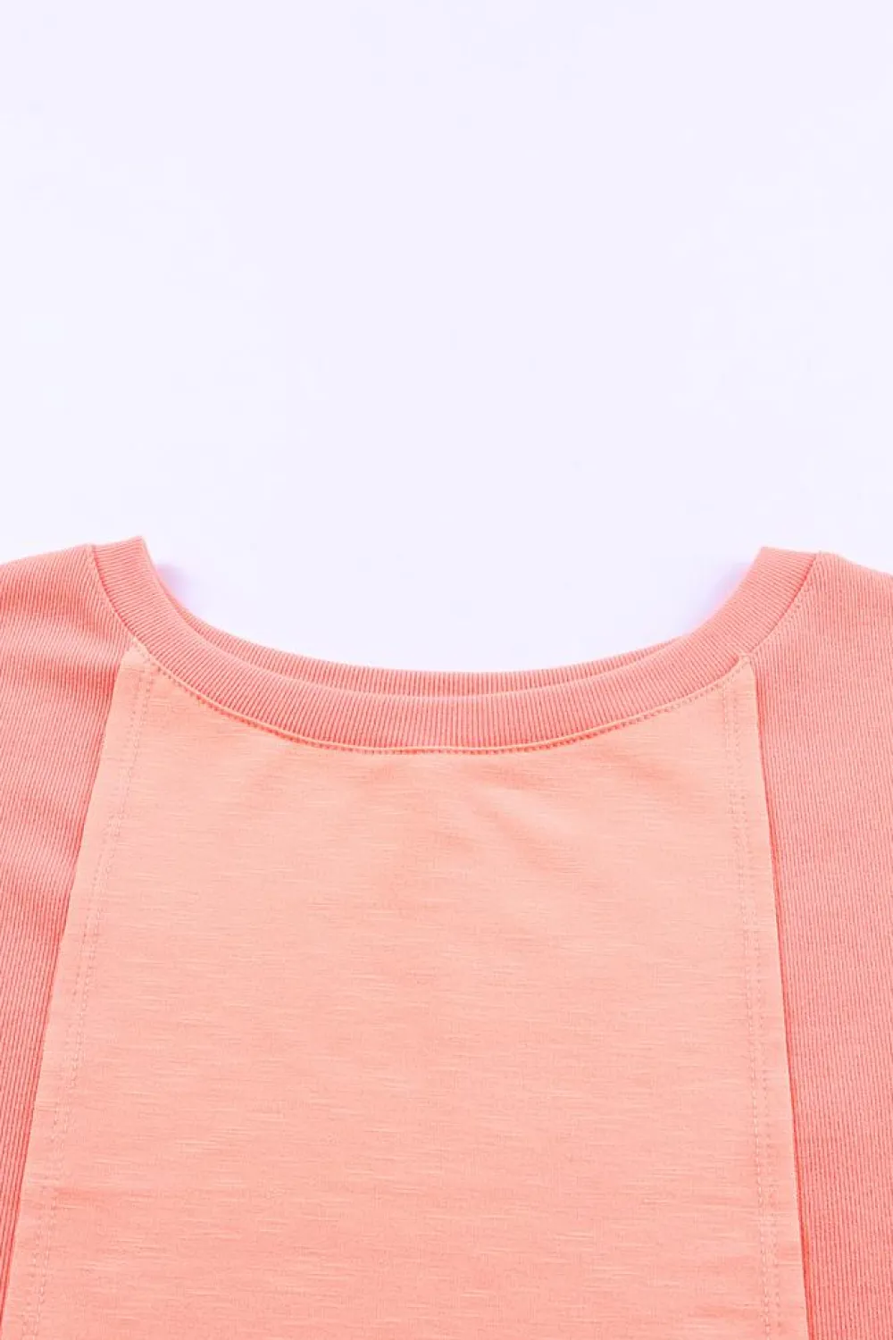 Discount Dear-Lover Solid Color Patchwork Long Sleeve Top Pink