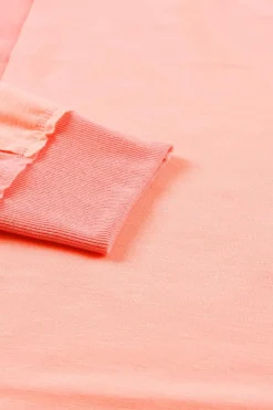Discount Dear-Lover Solid Color Patchwork Long Sleeve Top Pink