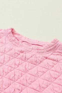 New Dear-Lover Pink Solid Quilted Pullover and Pants Outfit Pale Chestnut