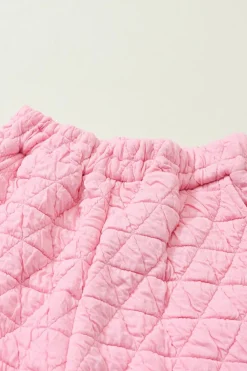 New Dear-Lover Pink Solid Quilted Pullover and Pants Outfit Pale Chestnut