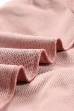 Outlet Dear-Lover Solid Ribbed Knit Round Neck Pullover Sweatshirt Pink