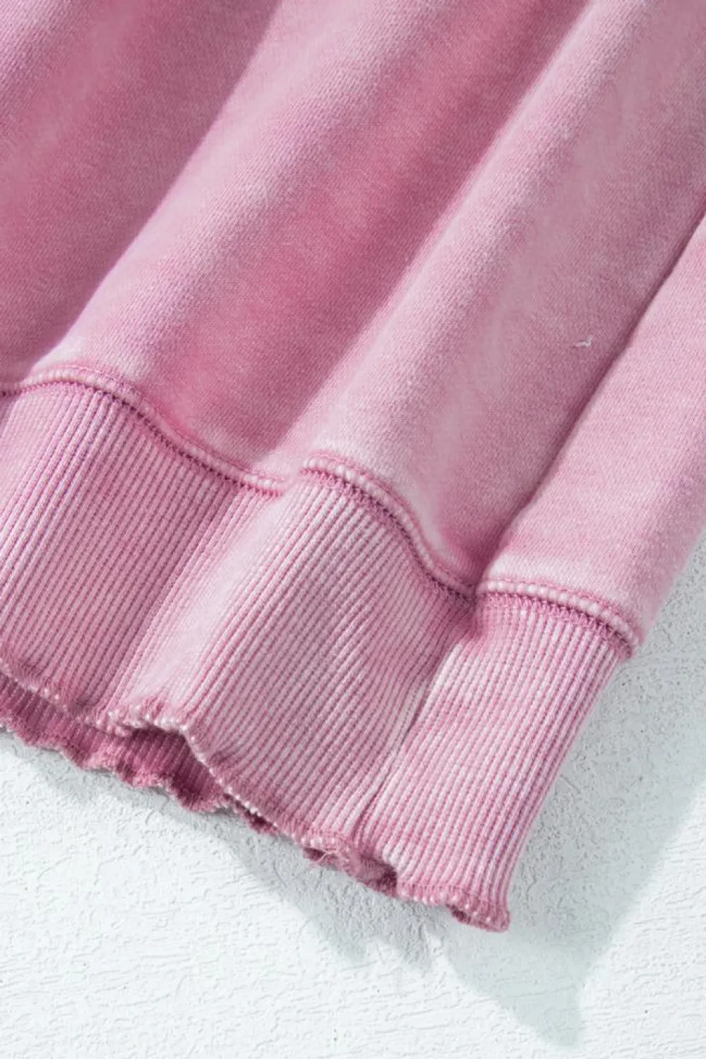 Sale Dear-Lover Solid Waffle Knit Patchwork Raglan Sleeve Sweatshirt Pink