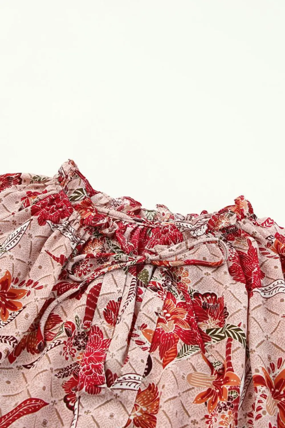 Fashion Dear-Lover Split V Neck Printed Blouse Pink