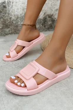 Hot Dear-Lover Square Design Cutout Open Toe Slippers Pink