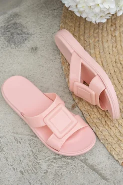 Hot Dear-Lover Square Design Cutout Open Toe Slippers Pink
